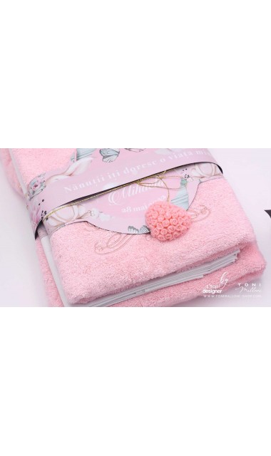 Trusou cu fluturi si flori ideal pentru un botez primavara Pink Spring 14